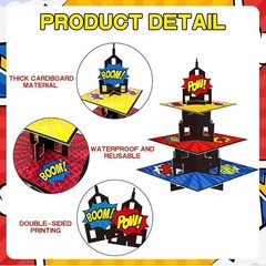 Superhero Cupcake Stand 3 Tier Treat Stand Super Hero Theme Birthday Party New
