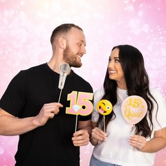 Quinceanera Photo Booth Props – 41-Pc Photobooth Kit with 8 X 10-Inch Sign, 60 A