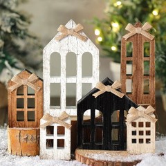 6 Pcs Christmas Wooden Farmhouse Table Christmas Decor Rustic Wooden Sign Block