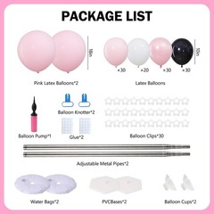 2 Sets Pink Black White Balloon Column Stand Kit,112Pcs Matte & Double-Layer …