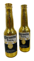 Handmade Glittered Corona Extra Beer Bottles – Set of 2 Glass Bottles