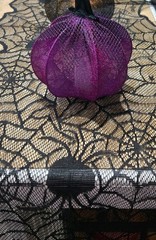 Halloween Spider Web Table Runner 72″ 6 Led Lit Pumpkins Purple Black Orange