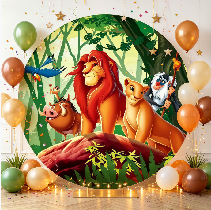 Round Backdrop Cover Lion King Simba Photography Birthday Party Background Prop
