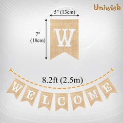 Uniwish Welcome Banner Sign Garland Wedding Baby 5 inches x 7 inches, brown