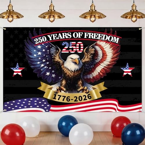 America 250 Years of Freedom Backdrop American 1776-2026 250th Anniversary