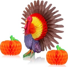KatchOn, Paper Pumpkins and Turkey Centerpiece – Pack of 3 | Orange
