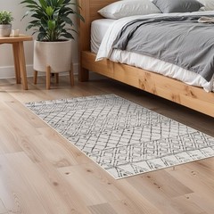 BYYVOO 2×3 Entryway Rug Washable – Moroccan 2′ x 3′ (Rectangular), Geo Grey