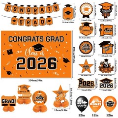 2026 Graduation Decorations Set – Congrats Grad Banner, Balloons & Centerpieces