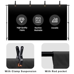 10X12ft Black Backdrop, Photo Backdrop Curtain Polyester 10x12ft Black