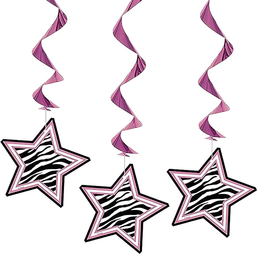 Zebra Passion Pink Hanging Swirl Hanging Decorations (26″, 3ct) – Eye-catchin…