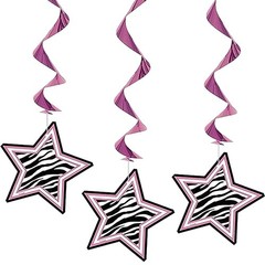 Zebra Passion Pink Hanging Swirl Hanging Decorations (26″, 3ct) – Eye-catchin…