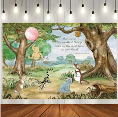 Classic Winnie Bear Birthday Backdrop Vintage Pooh Hundred Acre Wood Background