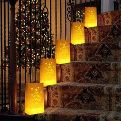 50 PCS White Christmas Luminary Bags, Flame Resistant Candle Bags, Christmas