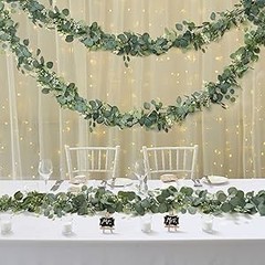 2 PCS Artificial Eucalyptus Garland 5.9FT Faux Silver Dollar Greenery Garland