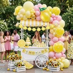 Lemonade Party Decorations Balloon Arch Kit with Lemon Banner, Pink Yellow Le…