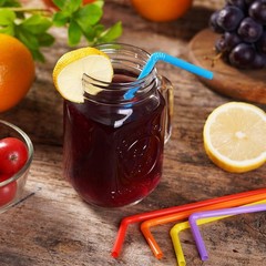 500 Pcs Colorful Flexible Disposable Plastic Drinking Straws.(0.23» diameter…
