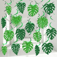 72 Pieces Hawaiian Luau Party Palm Leaves Swirl Decorations Tropical Glitter …