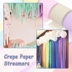 3 Roll Crepe Paper Streamers Decor Red,White,Black
