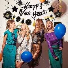 New Year Party Decorations 2026 New Years Eve Decorations Kit Black Gold Nye Dec