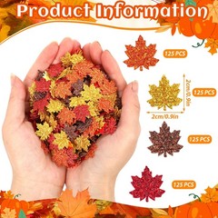 500 PCS Orange Fall Felt Maple Leaf Confetti Glitter Thanksgiving Scatter
