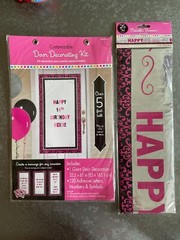 Princess queen pink & black party supplies kit box birthday tiara crown sign