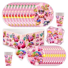 Kirby Birthday Decoration Party Supplies Set Plates Cups Tablecloth Napkins