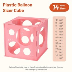 Plastic Balloon Sizer Box Cube, Pink Collapsible Balloon Size Measurement Too…