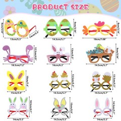 12 Pcs Felt Easter Glasses Easter Egg Glasses Frame Bulk Bunny Eyeglasses Pla…