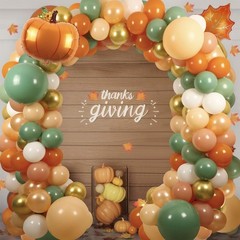 Fall Thanksgiving Balloon Arch Garland Kit, 18″ 10″ 5″ Burnt Orange Gold Fall…