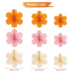 9 PCS Paper Flowers Wall Decorations Pink Orange Floral Backdrop Party