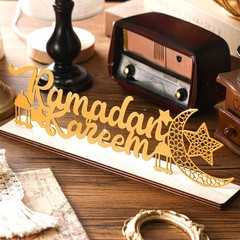 Eid Mubarak Sign Ramadan Table Decor 12.99 x 4.72 Inch Ramadan Kareem Sign Ei…