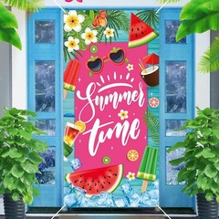 Summer Time Decorations Watermelon Ice Cream Door Cover Banner Gift 6×2.9ft