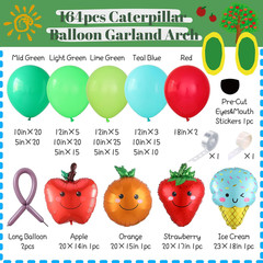 Hungry One Caterpillar Balloon Garland Kit, 164Pcs Green Caterpillar Shaped