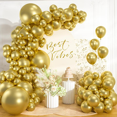 98Pcs Metallic Gold Balloon Garland Arch Kit | 18/12/10/5 Inch Assorted Chrome G