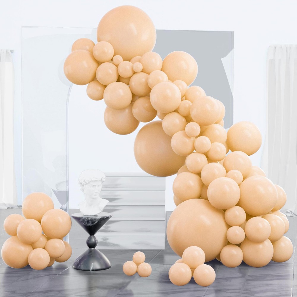 Retro Apricot Balloons, 85 pcs Apricot Balloons Different Sizes Pack of 18 In…