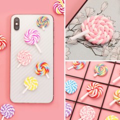 36PCS Clay Lollipop Candy Embellishment DIY Rainbow Color Lolly Crafts (Random)