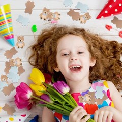 300 PCS Blue Brown Bear Confetti Baby Shower Paper Table Decor 0.98 Inch