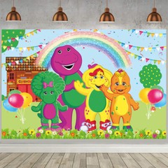 Barney and Friends Party Supplies Banner Backdrop Background Vinyl 5x3ft
