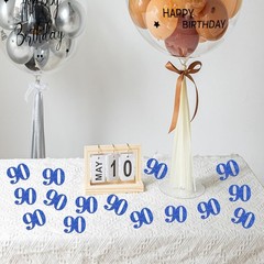 100 Pcs Double Side Blue Glitter Paper Number 90 Confetti for 90th Birthday