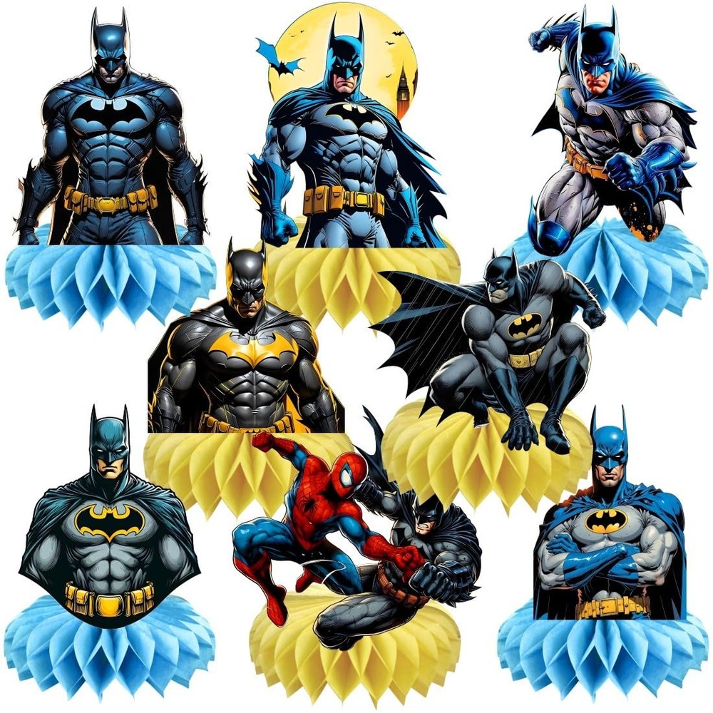 8Pcs Bat Hero Table Centerpiece Birthday Party Supplies Double Side Table Dec…