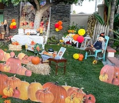 Large Stuffable Scarecrow in Witch Hat Fall / Halloween Porch Sitter 40″H #147