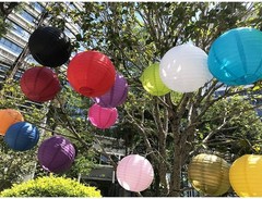 21 Pcs Red Blue White Round Paper Lanterns Decorative Hanging Asia Chinese Ja…