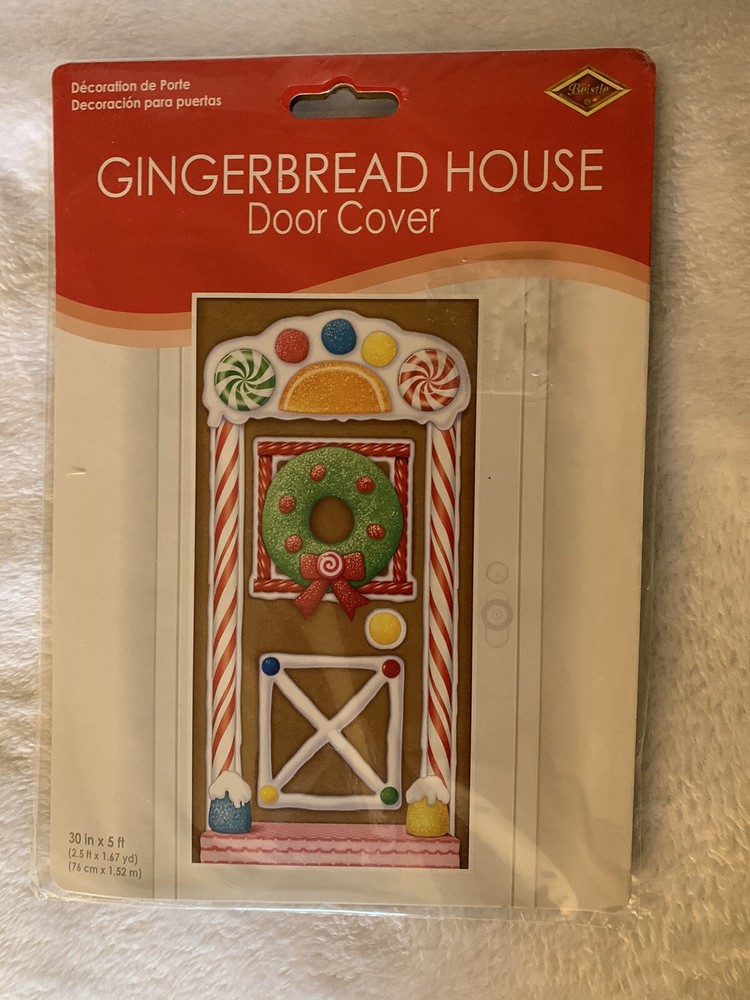 Beistle Printed Plastic Gingerbread House Door Cover All Weather 30 Inch X 5 Ft