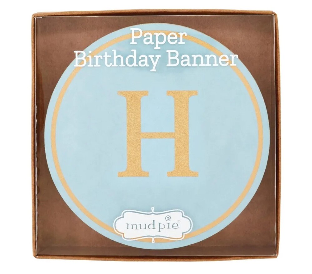 Mud Pie E1 Decor 96» Blue Paper Birthday Banner 12600156B NRFB- Pin-up Sign!🎈