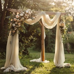 Wedding Arch Draping Fabric 2 Panels 28.7″ x 20FT Champagne Drapes Sheer Fabric