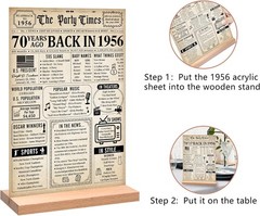 70th Birthday Decorations Women Men, Vintage Back in 1956 Birthday Poster Acr…