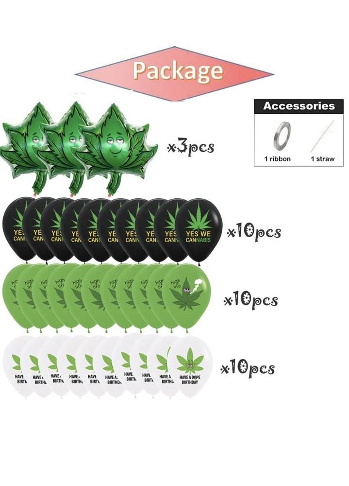 33pcs Weed theme party supplies Pot leaf weed foil balloon 420 party supplies