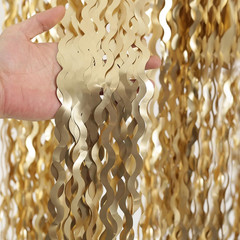 4 Pack Wavy Champagne Gold Metallic Tinsel Foil Fringe Curtains Backdrop – 3.3X6