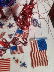 Patriotic Decorations Patriotic Bow, Tinsel Star, Tablecloth, Window Clings…..