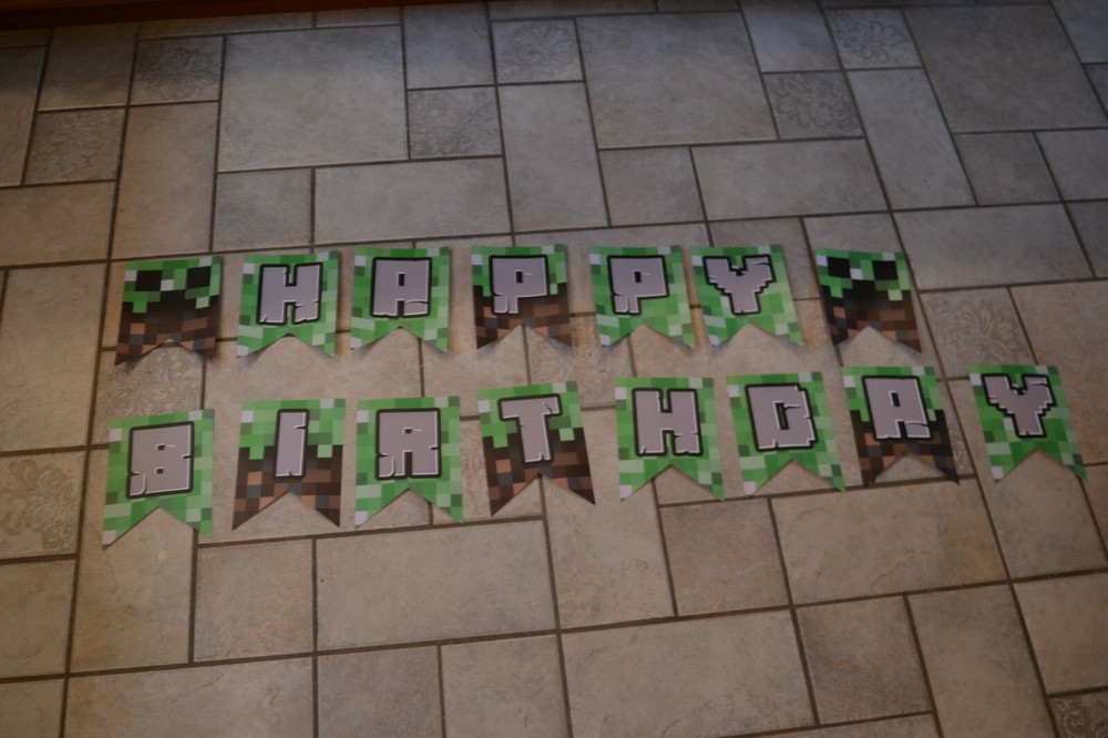 Minecraft Style Pixel Party Happy Birthday Banner Kit New Old Stock